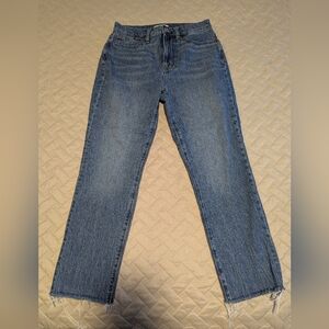 Madewell Perfect Vintage Jean Sz. 28 Ainsworth Wash Cone Denim Hi-Rise Raw Hem